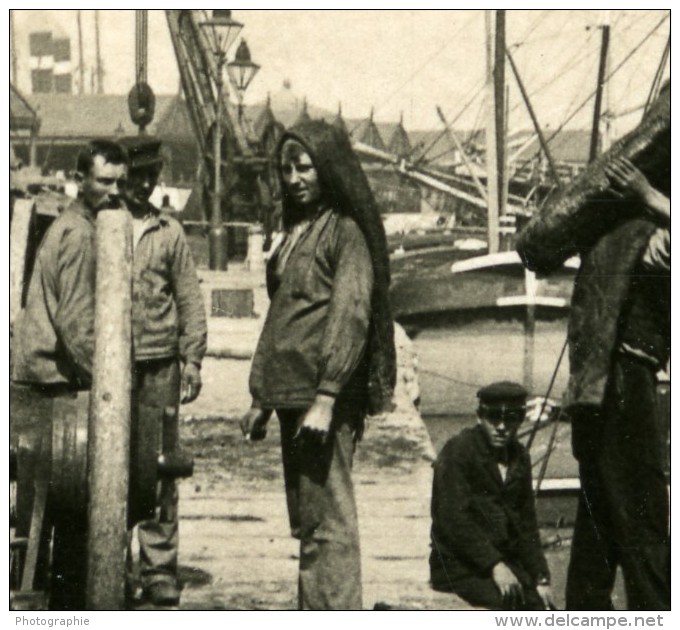 Belgique Port D Anvers Chargement D Un Chaland Ancienne NPG Stereo Photo 1906 - Stereoscoop