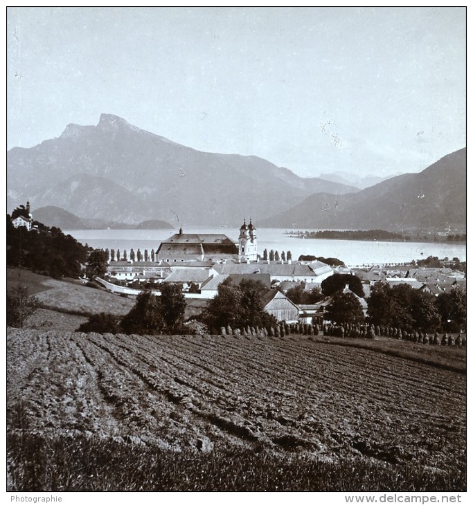 Autriche Salzkammergut Mondsee Ancienne Wurthle Stereo Photo 1906 - Stereoscoop