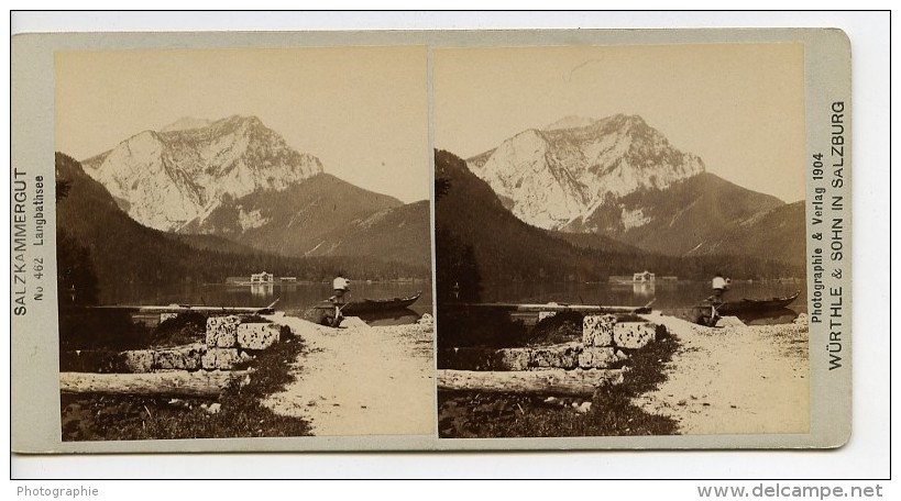 Autriche Salzkammergut Langbathsee Ancienne Wurthle Stereo Photo 1906 - Photos Stéréoscopiques