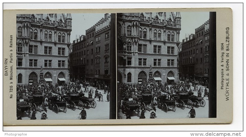 Autriche Bayern Munchen Rathaus Ancienne Wurthle Stereo Photo 1906 - Photos Stéréoscopiques