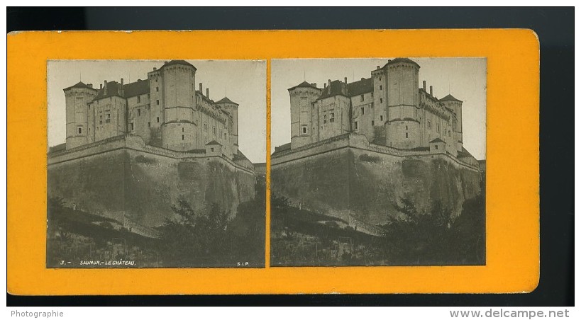 France Saumur Le Château Ancienne Stereo Photo Stereoscope 1900 - Stereoscopic