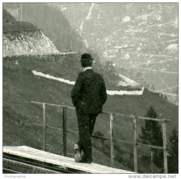 Suisse Rocher Du Naye Ancienne Stereo Photo Stereoscope 1900 - Stereoscopic