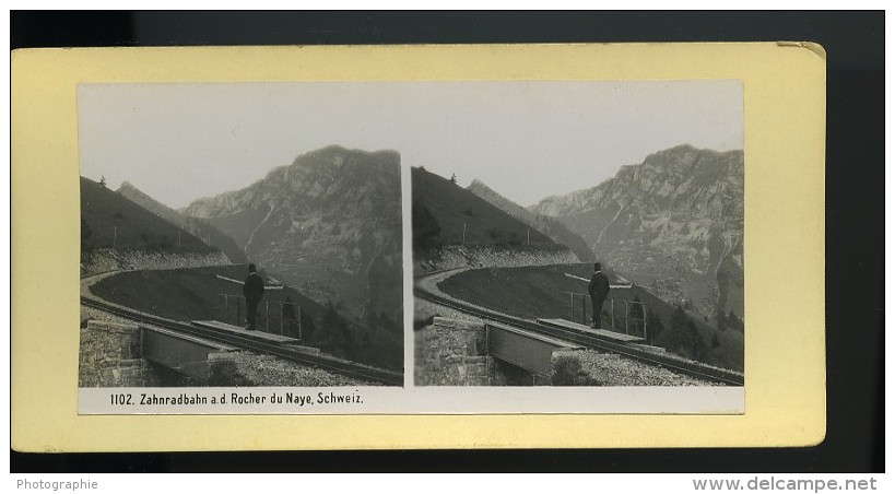 Suisse Rocher Du Naye Ancienne Stereo Photo Stereoscope 1900 - Stereoscopic