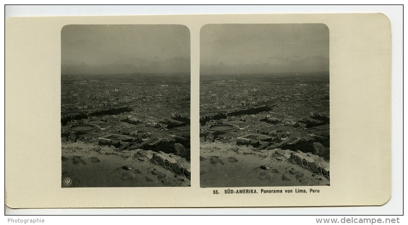 Perou Lima Panorama Ancienne Stereo Photo Stereoscope NPG 1900 - Stereoscopic