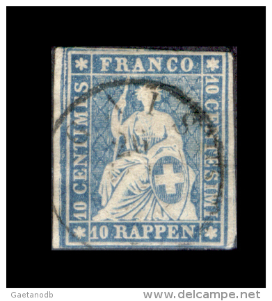 Svizzera-036 - 1854 - 10 Centesimi - Y&T: N. 27a (o) - Bel Esemplare, Privo Di Difetti Occulti. - Used Stamps