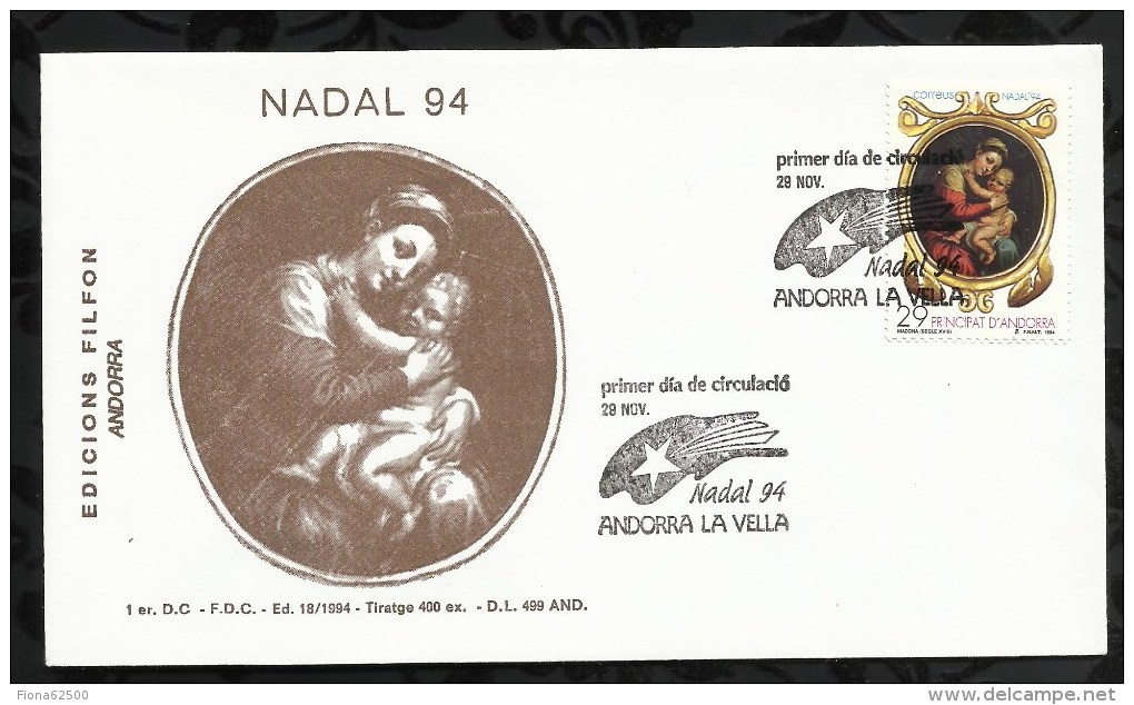 PREMIER JOUR . NOËL . MADONNE ET ENFANT . 29 NOVEMBRE  1994 . - Lettres & Documents