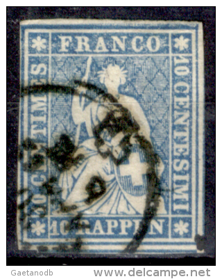 Svizzera-038 - 1854 - 10 Centesimi - Y&T: N. 27b (o) - Bel Esemplare, Privo Di Difetti Occulti. - Used Stamps