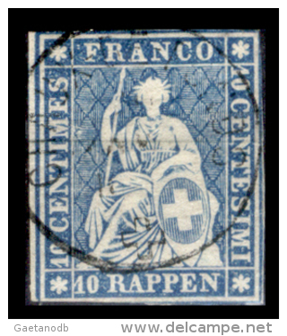 Svizzera-042 - 1854 - 10 Centesimi - Y&T: N. 27b (o) - Bel Esemplare, Privo Di Difetti Occulti. - Gebraucht