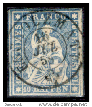 Svizzera-043 - 1854 - 10 Centesimi - Y&T: N. 27a (o) - Bel Esemplare, Privo Di Difetti Occulti. - Used Stamps