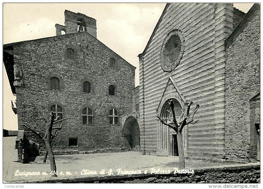 LUCIGNANO (AREZZO). LA CHIESA DI SAN FRANCESCO E IL PALAZZO PRETORIO. CARTOLINA ANNI '60 - Altri & Non Classificati