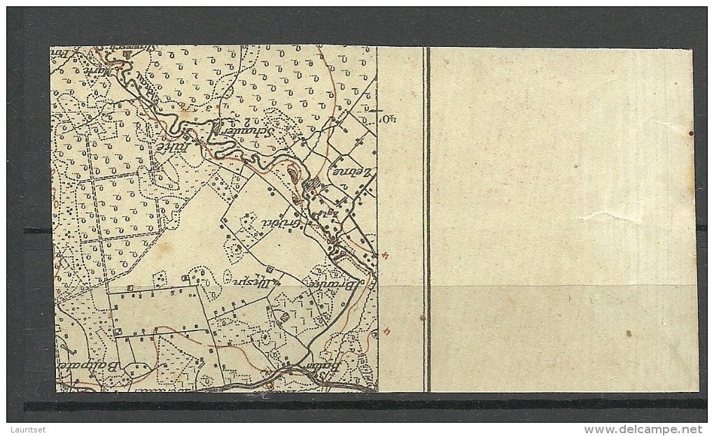 LETTLAND Latvia 1918 Michel 1 MNH In 8-block Printed On INVERTED/Kopfstehender MILITARY MAP - Lettland