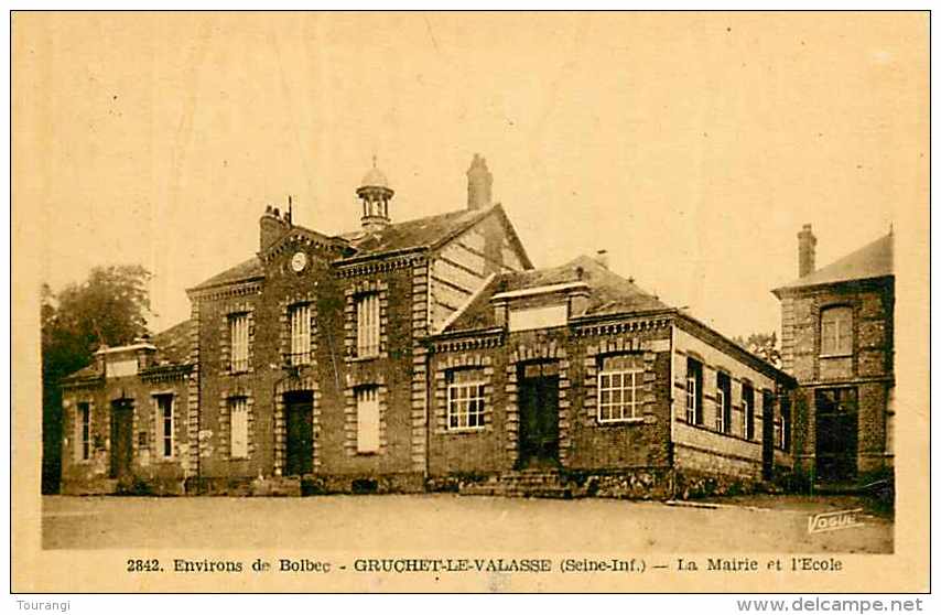 0115 878: Gruchet-le-Valasse  -  Mairie  -  Ecole - Autres & Non Classés