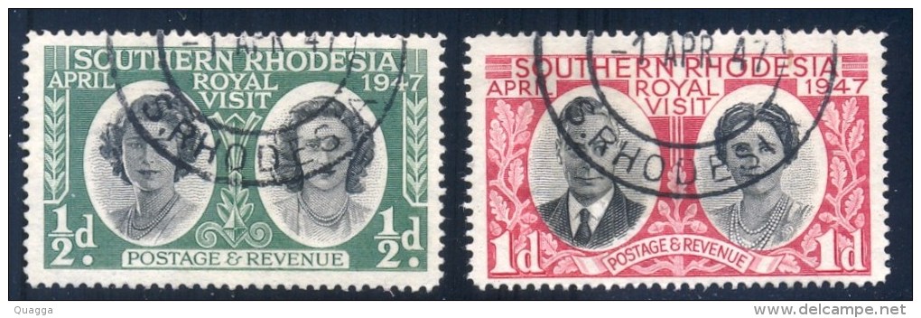 Southern Rhodesia 1947. Royal Visit Set. SACC 64-65, SG 62-63. - Rodesia Del Sur (...-1964)