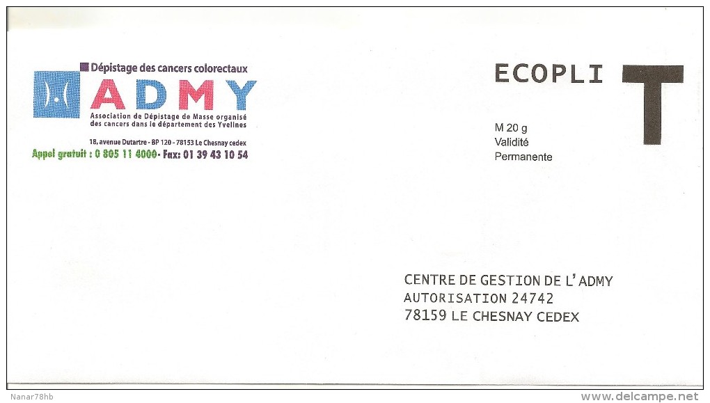 Enveloppe T ADMY (validité Permanente) Ecopli M 20gr - Cartes/Enveloppes Réponse T