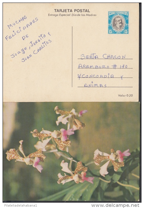 1978-EP-9 CUBA 1978. Ed.121e. MOTHER DAY SPECIAL DELIVERY. ENTERO POSTAL. POSTAL STATIONERY. FLOWERS. FLORES. USED. - Covers & Documents