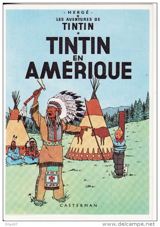 Carte Grand Format (10X15) TINTIN En Amérique - Indien- Casterman - HERGE - 1981 - VOIR 2 SCANS - - Stripverhalen