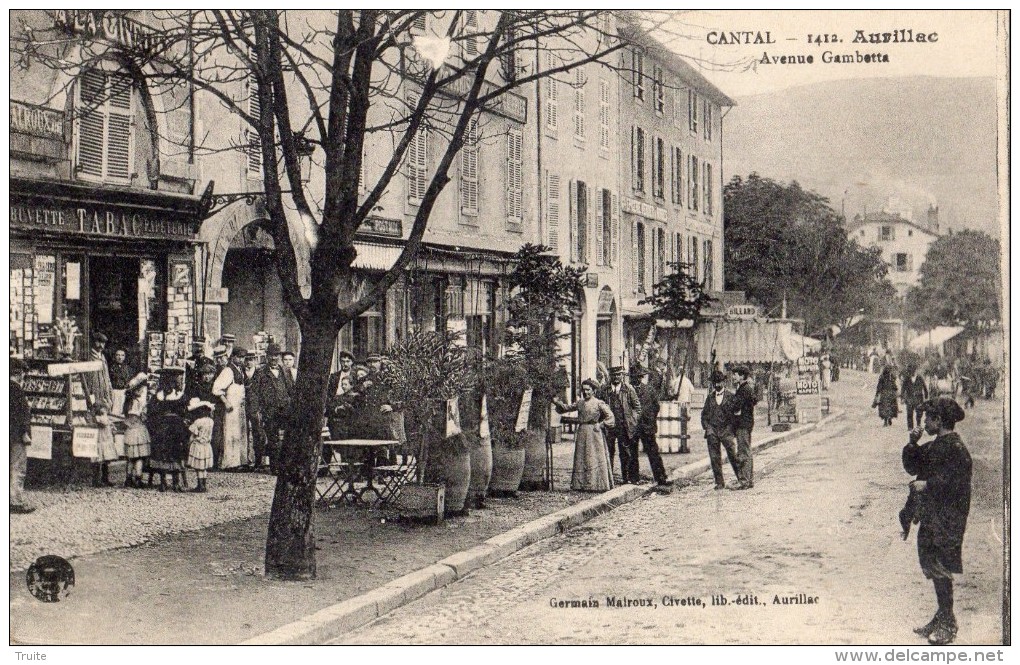 AURILLAC AVENUE GAMBETTA  TABAC LA CIVETTE VENTE DE CARTES POSTALES ANIMEE - Aurillac