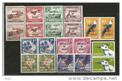 émission Série Définitive Année 1968.   20 T-p Neufs ** En Paires, Surchargés "Republic Of Nauru"  Côte 40,00 € - Nauru