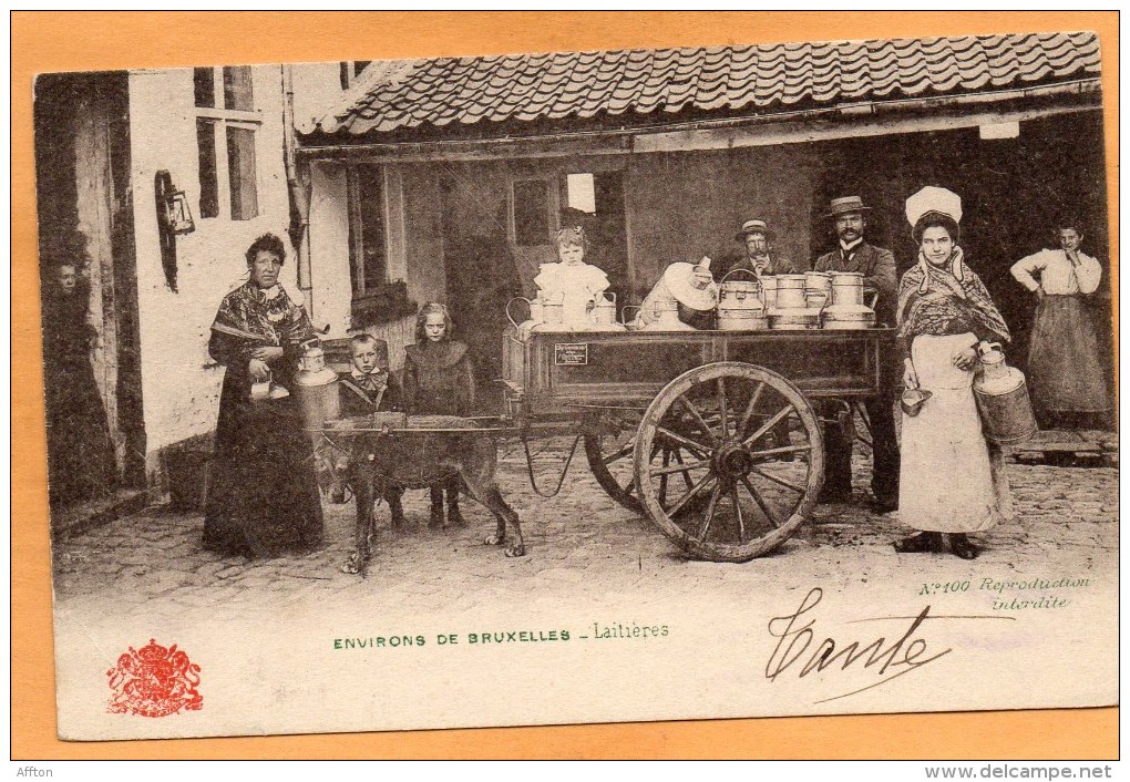 Brussels Laitieres Dog Cart 1904 Postcard - Straßenhandel Und Kleingewerbe