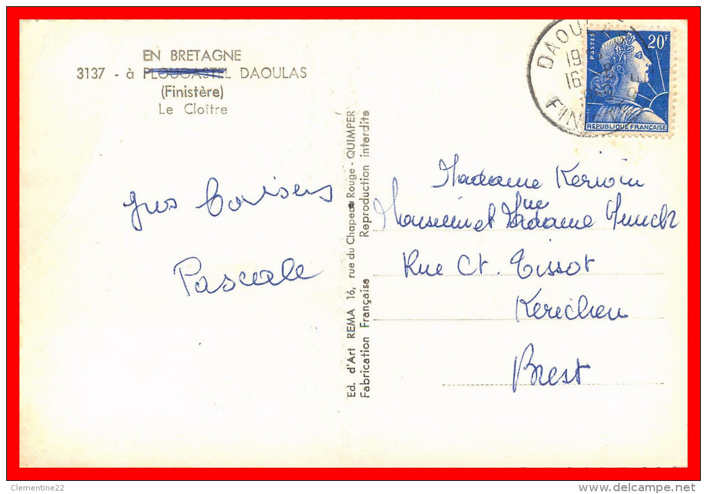 Dept 29   Daoulas    ( Scan Recto Et Verso ) - Daoulas