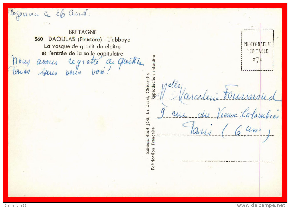 Dept 29   Daoulas    ( Scan Recto Et Verso ) - Daoulas