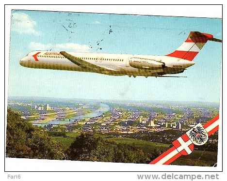 T2106 CARTOLINA PUBBLICITA' AEREO AUSTRIAN AIRLINES SUPER DC 9 - 1946-....: Moderne