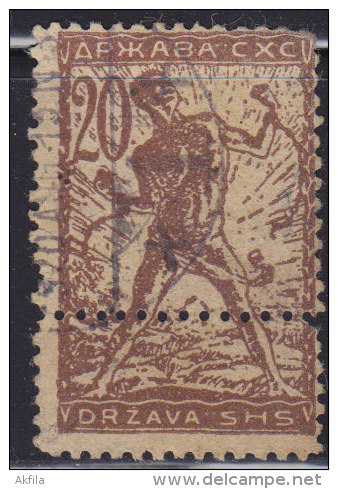 State SHS Issue For Slovenia 1919 Verigari, Error - Moved Perforation, Used (o) - Imperforates, Proofs & Errors