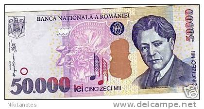 Romania 50.000 Lei George Enescu BANKNOTE 2000 50000 LEI AUNC - Romania