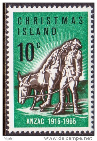 Cristmas Island 1965 SG #21a 10c MNH OG Gallipoli Landing Thin Lettering - Christmas Island