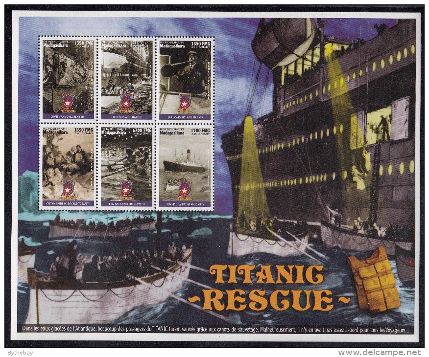 Madagascar MNH Scott #1380 Sheet Of 6 Different Scenes Of The Rescue Of The ´Titanic´ - Madagascar (1960-...)