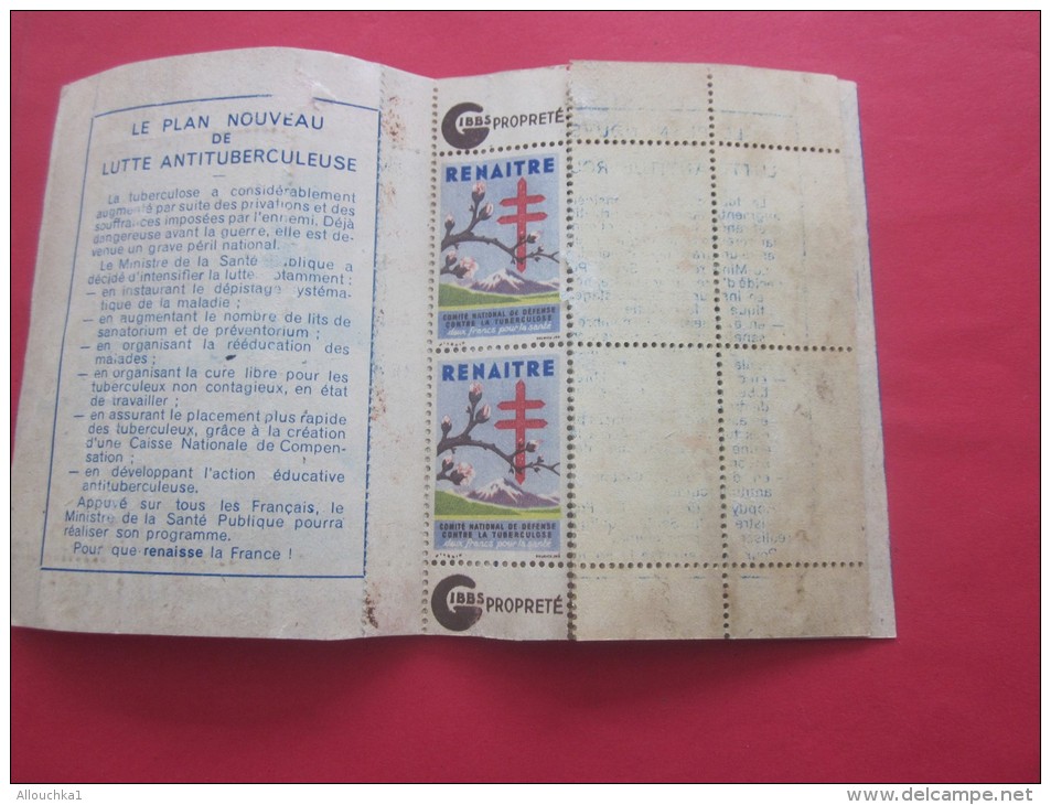 Rare 1945 ERINNOPHILIE FRANCE BLOC CARNET 10 VIGNETTE ANTI TUBERCULEUX NESTLE GIBBS 15é CAMPAPAGNE CONTRE TUBERCULOSE - Blokken & Postzegelboekjes