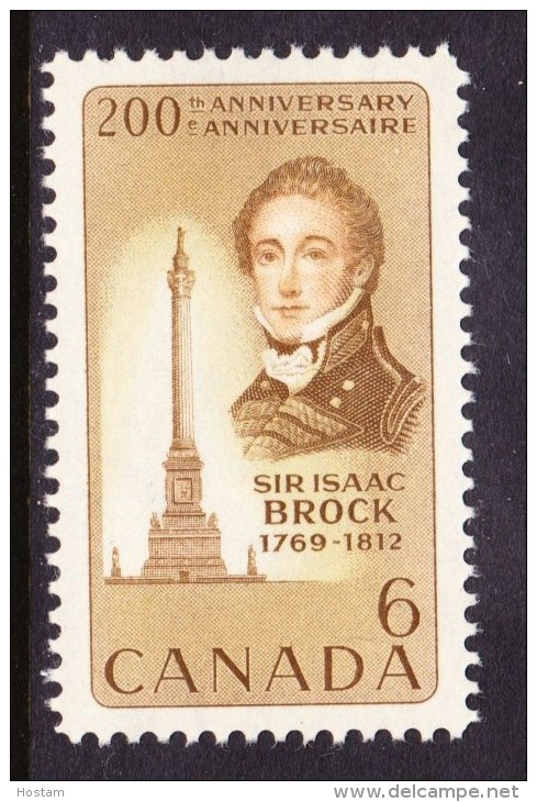 CANADA 1969, # 501.  SIR ISAAC BROCK & MONUMENT   MNH - Neufs