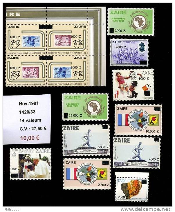 Nov 1991  14 Val Surch En Noir Nouvelles Valeurs  Cote 27,50  Neuf ** - Unused Stamps