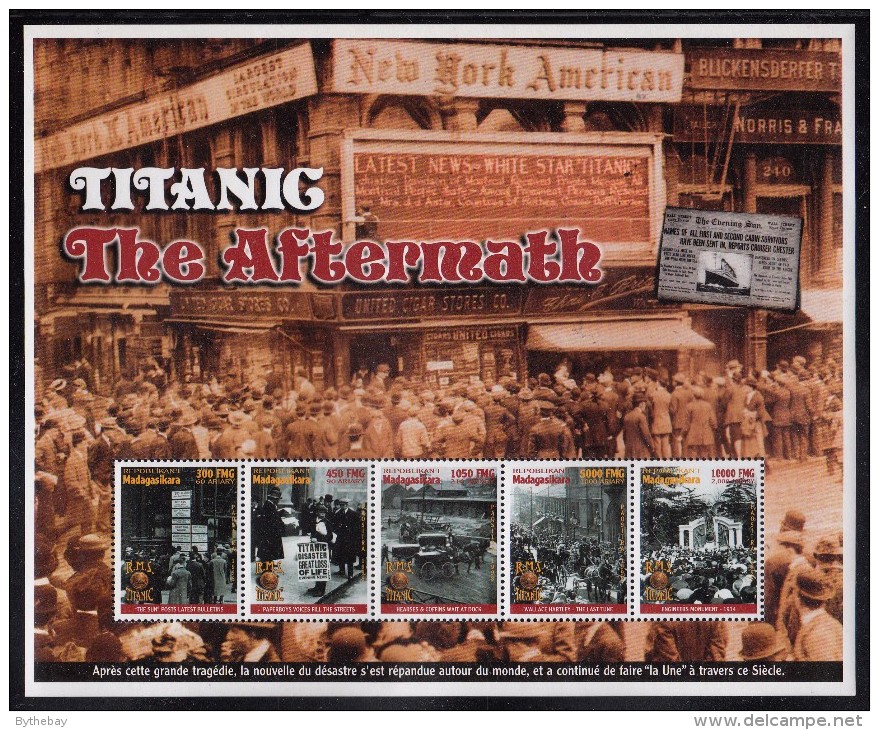 Madagascar MNH Scott #1384 Sheet Of 5 Different Scenes From The Aftermath Of The Sinking Of The ´Titanic´ - Madagascar (1960-...)