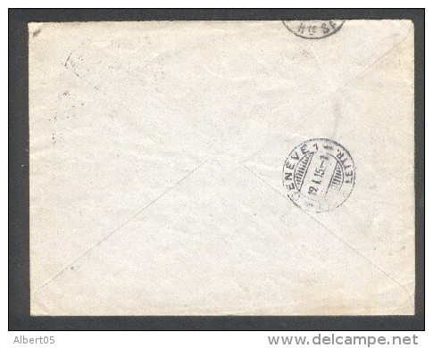 Cachet 62 ème Rgt D'Artillerie - 51 ème Batterie - Groupe Lourd De 155 Long -Besançon 16 01 14 Pour Genève - Guerre De 1914-18