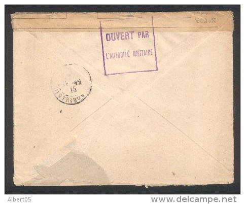 Lettre Recommandée De Fribourg (suisse) Pour Paris - Cachet Controle Postale Pontarlier  - Ouvert Par Autorité Militaire - Guerre De 1914-18