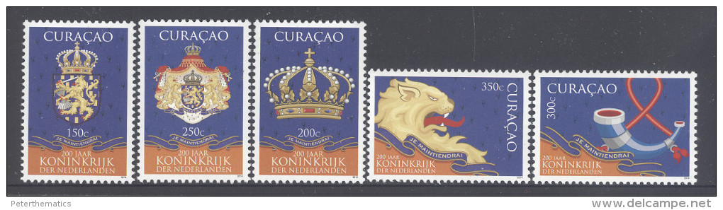 CURACAO,2014, MNH, 200 YEARS OF DUTCH KINGDOM, CROWNS, CRESTS, LIONS,5v - Andere & Zonder Classificatie