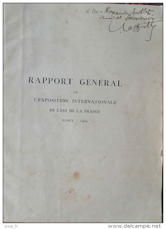 NANCY 1909- RAPPORT GÉNÉRAL SUR L'EXPOSITION INTERNATIONALE (LOUIS LAFFITTE)