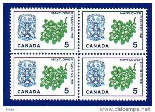 CANADA 1964. # 420, PROVINCILA FLOWERS & COATS Of ARMS, NOVA SCOTIA, MNH   BLOCK LR - Blocs-feuillets