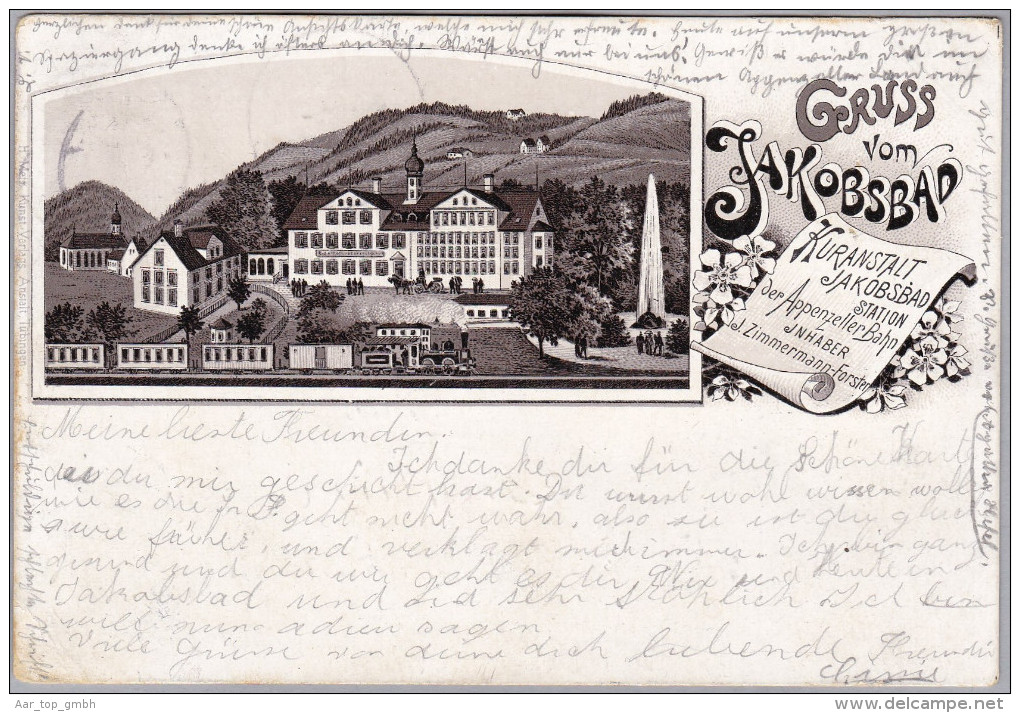 AK AI Appenzell GONTEN JAKOBSBAD 1898-07-06 Appenzell Gruss Vom Jakobsbad Litho Metz - Appenzell