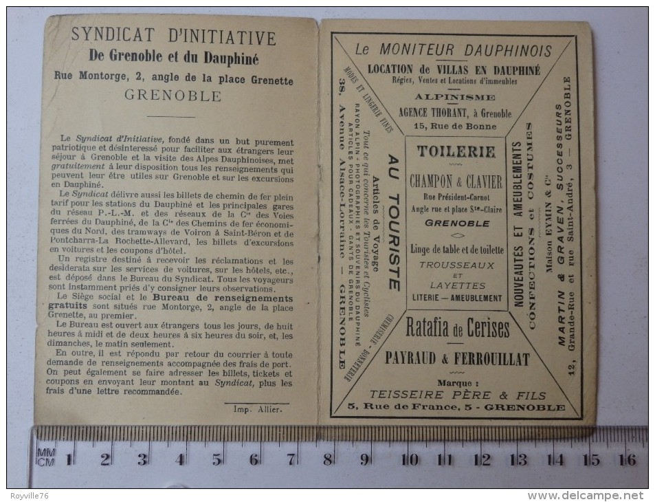 Horaires Officiels Des Chemins De Fer Et Voitures Du Syndicat D'initiative De Grenoble (Isère). - Europe