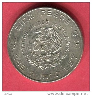 10 PESO MORELOS MADERO 1960   (KM 476 )  TTB +  22 - Mexique