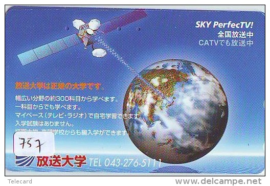 Télécarte Japon  SATELLITE (757) ESPACE * TERRESTRE * MAPPEMONDE * Telefonkarte Phonecard JAPAN * GLOBE * - Espace