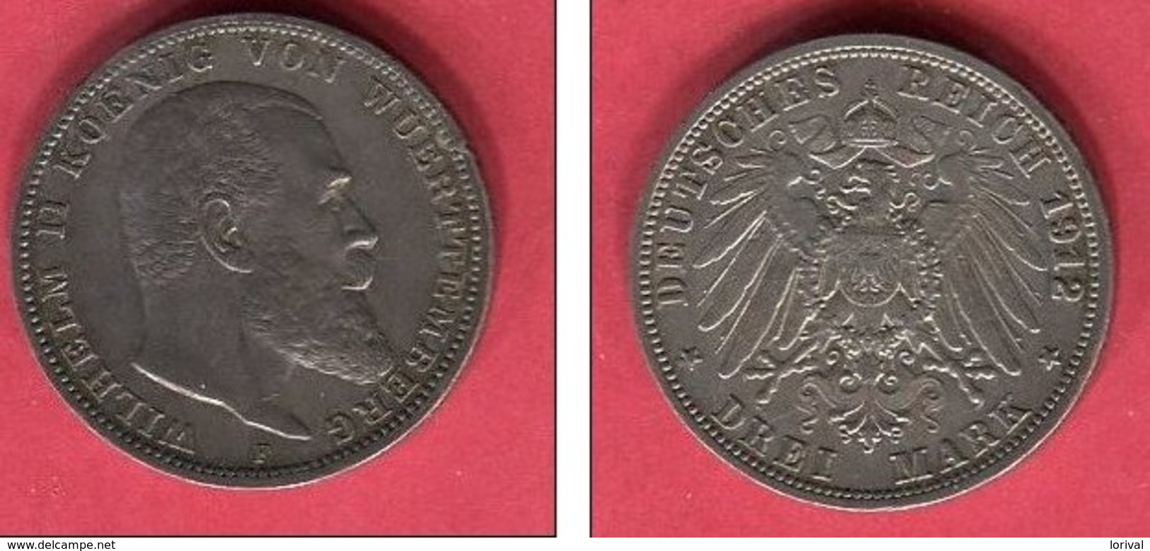 WURTEMBERG 1912 ( Y 221)    TB + 32 - 2, 3 & 5 Mark Argent