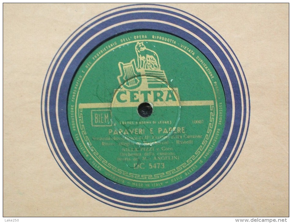 CETRA  - PAPAVERI E PAPERE NILLA PIZZI / DUE GATTINI  DUO FASANO Orchestra M,ANGELINI - 78 Rpm - Schellackplatten