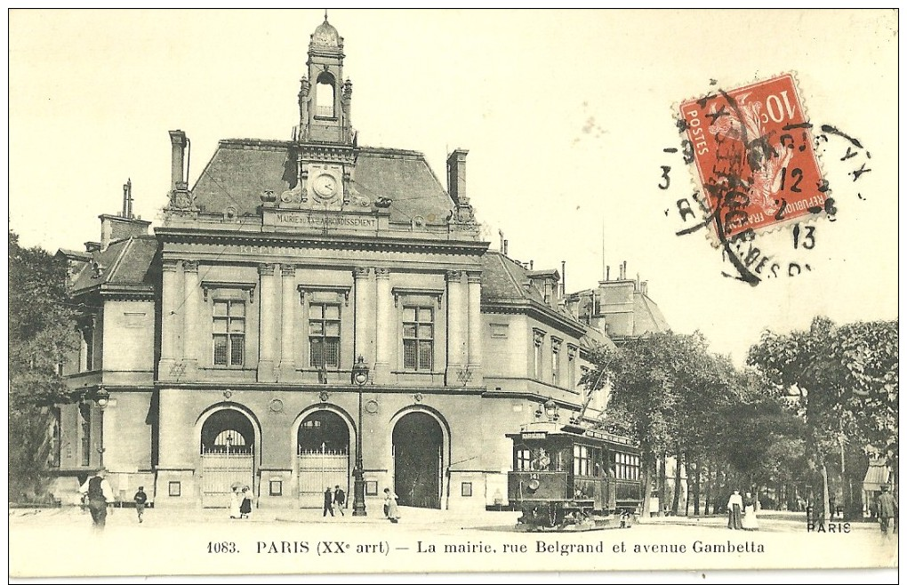 PARIS 20ème - La Mairie, Rue Belgrand Et Avenue Gambetta - TRAMWAY - Animée - Arrondissement: 20