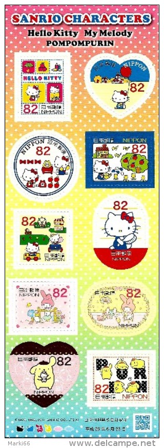 Japan - 2014 - Hello Kitty - My Melody - Mint Self-adhesive Stamp Booklet (82 Yen) - Unused Stamps