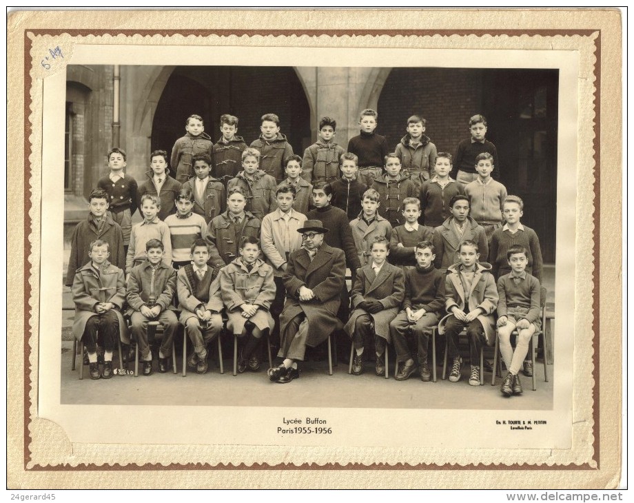 PHOTO 24 X 18 Cm GROUPE SCOLAIRE - Lycée Buffon 16 Boulevard Pasteur PARIS 15° : Classe  MATH 2 1955/56 - Personnes Identifiées