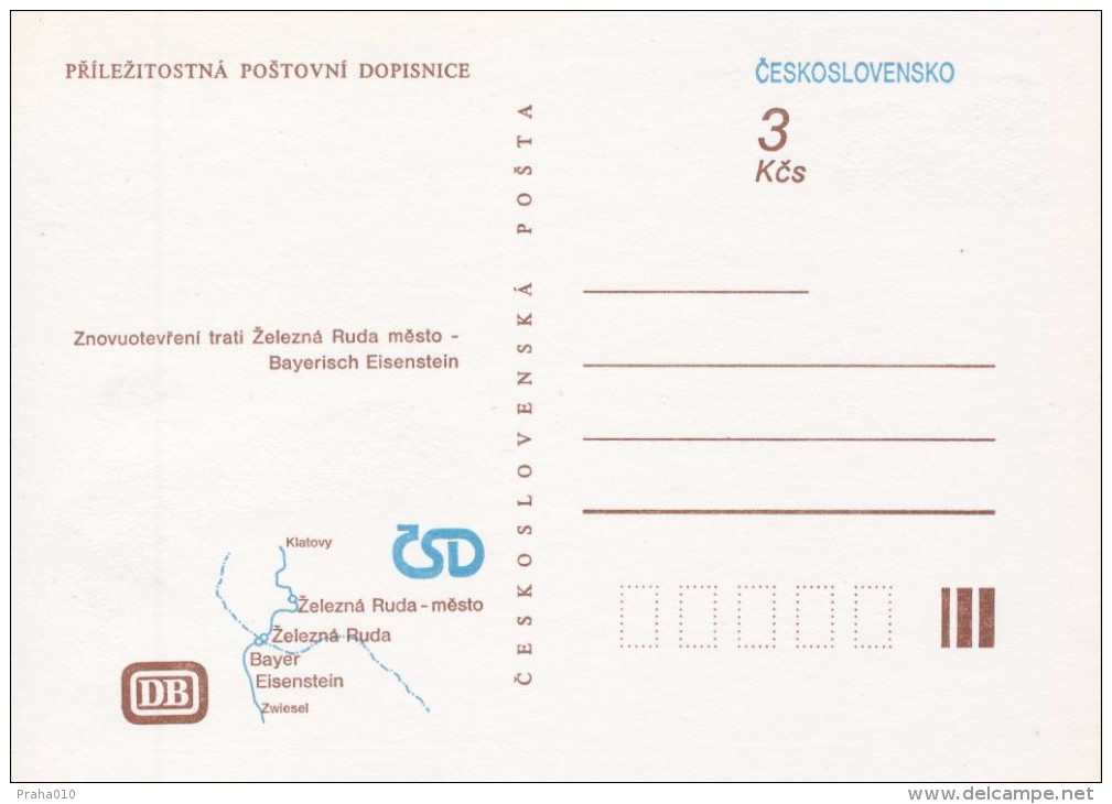 J0473 - Czechoslovakia (1991) Error - RR! The Reopening Of The Railway Line Zelezna Ruda - Bayerisch Eisenstein - Plaatfouten En Curiosa