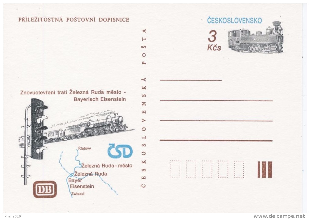 J0473 - Czechoslovakia (1991) Error - RR! The Reopening Of The Railway Line Zelezna Ruda - Bayerisch Eisenstein - Plaatfouten En Curiosa